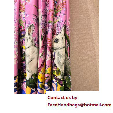 Dolce  &  Gabbana PURPLE FLOWERS PRINTED SILK SKIRT 2023